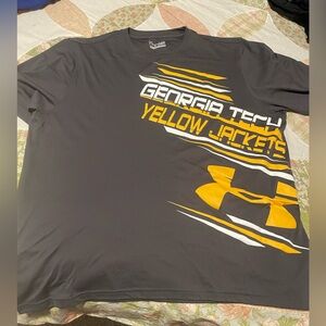 GEORGIA TECH UNDER ARMOUR MENS ATHLETIC SIZE L LIKE NEW GRAY & YELLOW GT